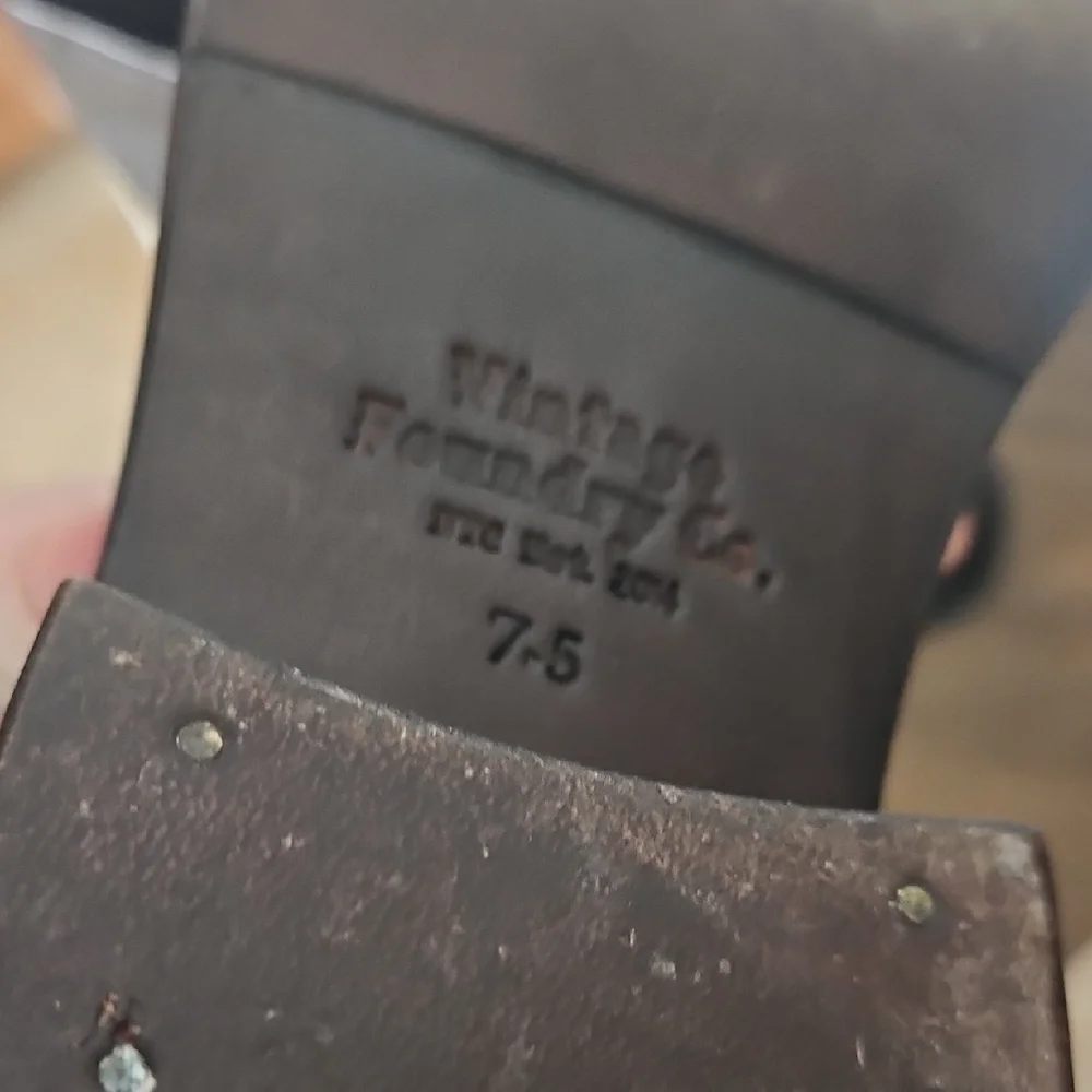 NEW! VINTAGE FOUNDRY CO Brown Leather Mathilde Star Heeled Moto Boots 7.5. - Picture 9 of 9